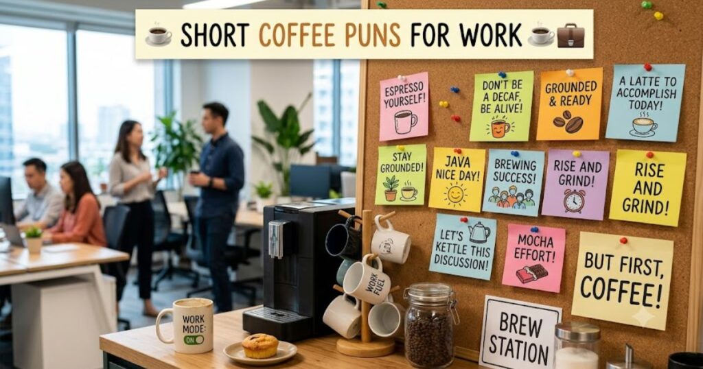 Short Coffee Puns For Work 💼