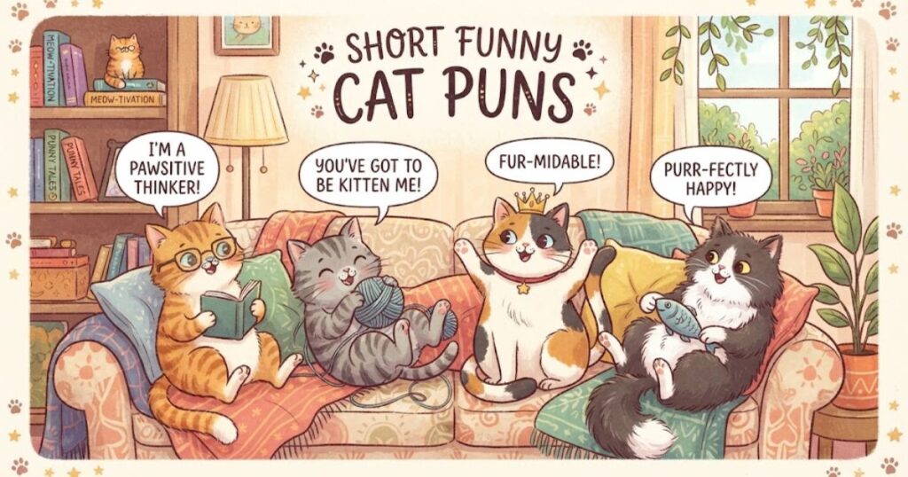Short Funny Cat Puns