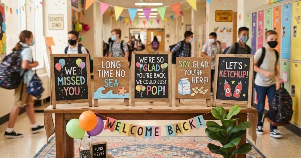 Short Welcome Back Puns for Signs